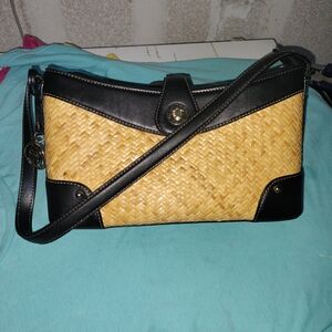 Vintage Etienne Aigner Black and Tan Woven Bag